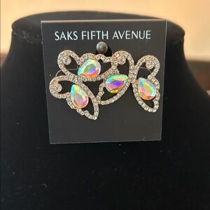 Saks Fifth Avenue Butterfly Earrings with Iridescent
